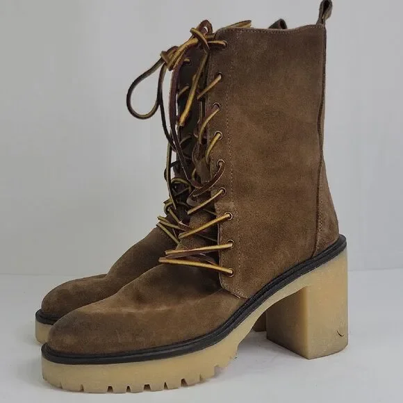 Free People Dylan Lace-Up Suede Leather Women's Boots